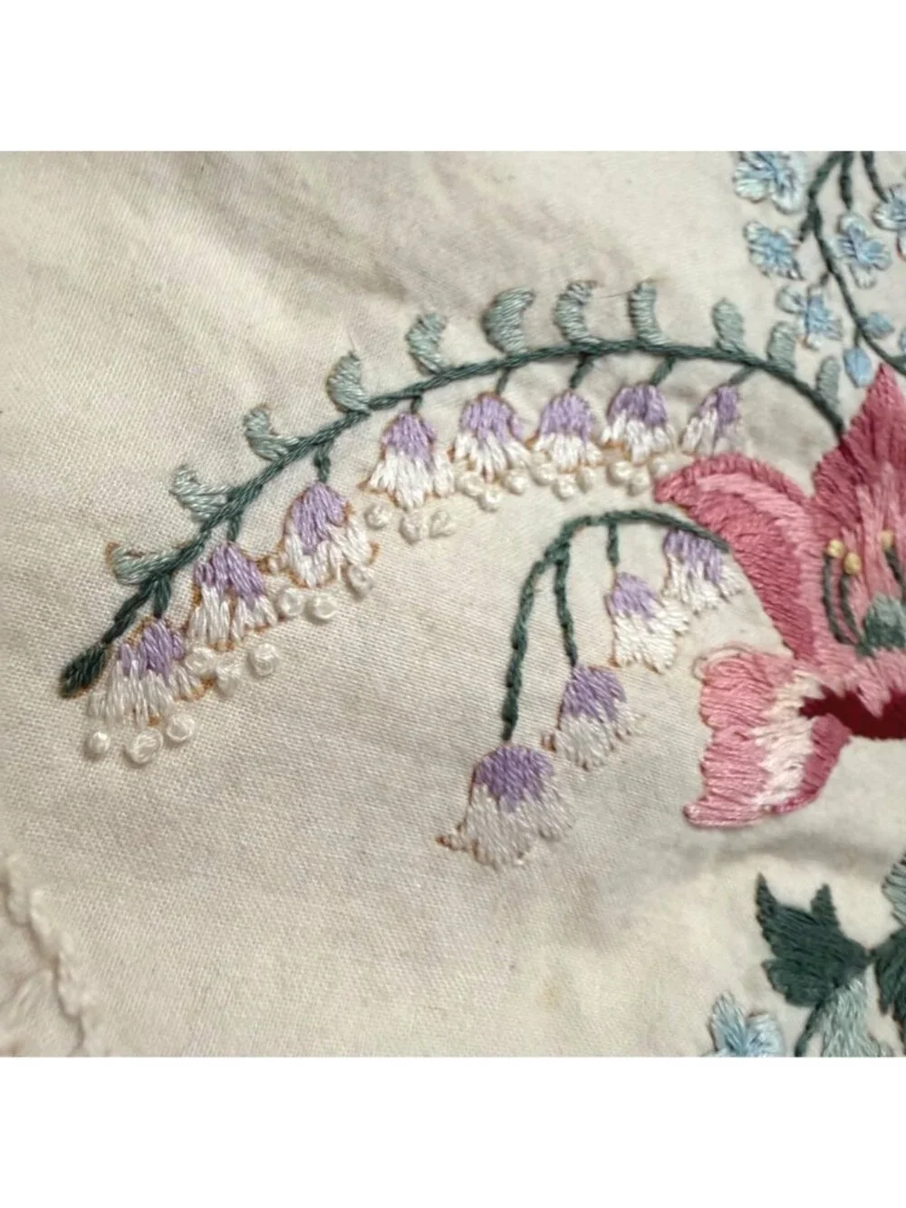 Candamar Designs Pillowcase Candlewicking Embroidery Vintage Victorian Floral - Picture 3 of 8